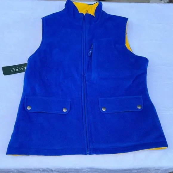 Lauren Ralph Lauren LRL X67 Reversible Vest Quilted/Fleece Zip Up Women's Size S - Picture 4 of 15